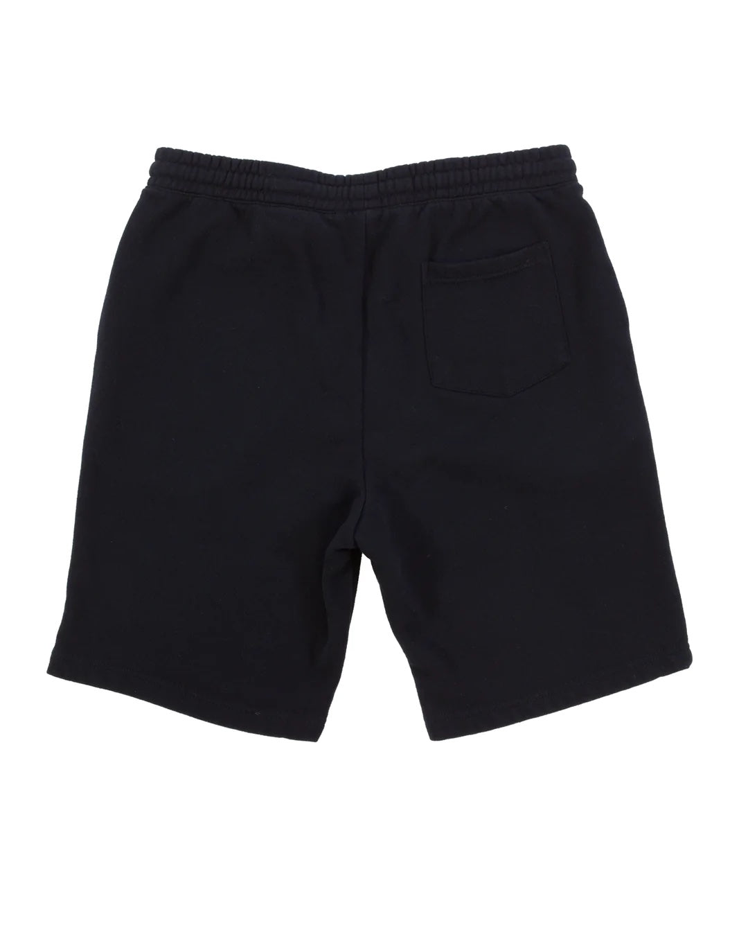 Flat lay image of black Kanna Beast Men's Shorts with pocket on the right back. 